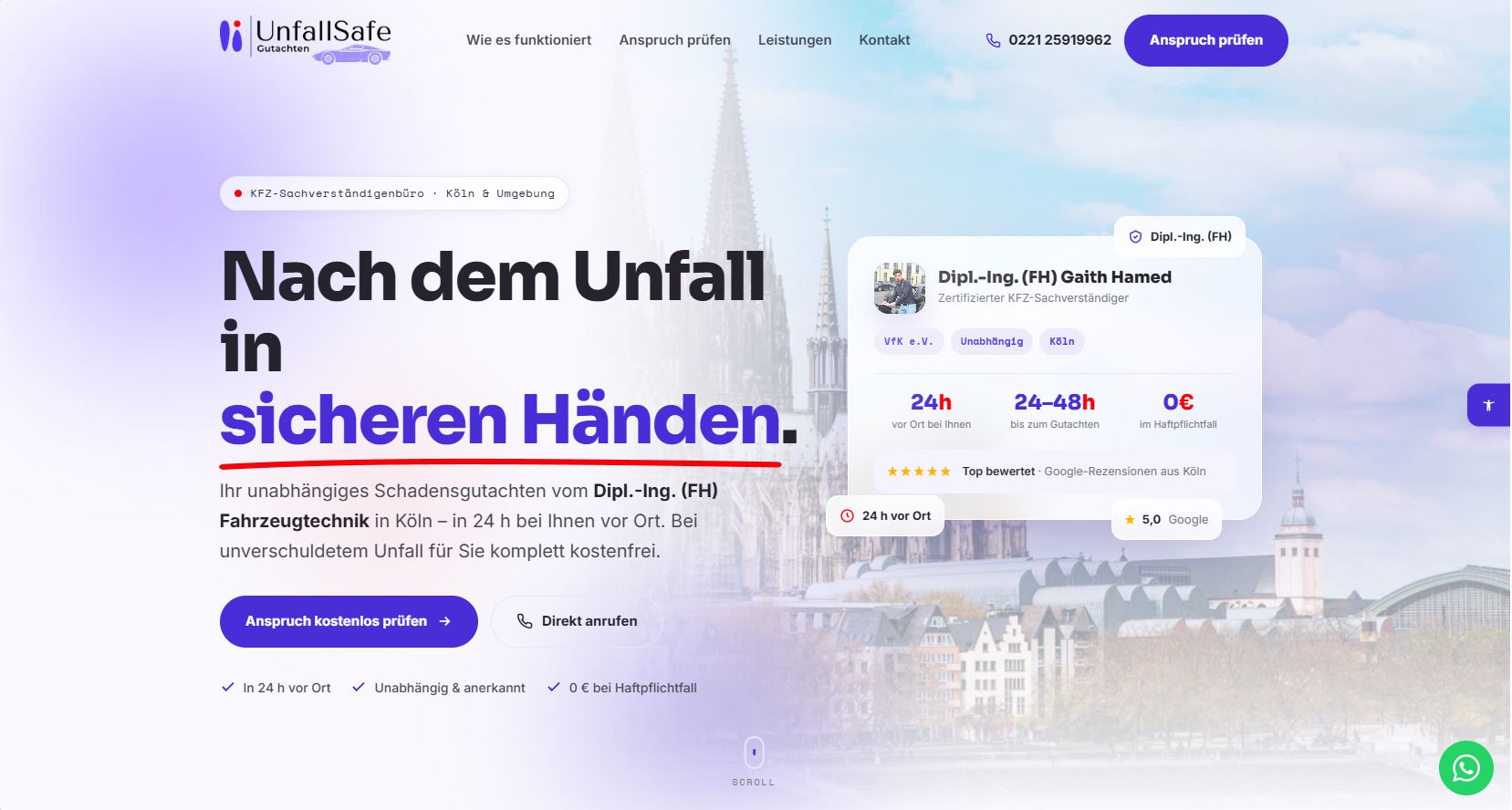 Webdesign für UnfallSafe Gutachten – Webdesign Agentur Projekt